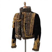 Veste d'hiver gothique pour homme en laine croisée, style hussard, avec broderie squelette dorée, imperméable et respirante, enduite