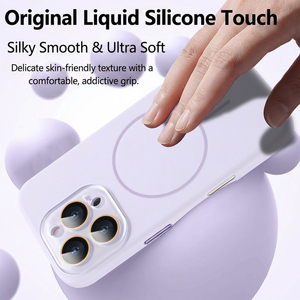 Coque magnétique en silicone liquide pour <span class=keywords><strong>iPhone</strong></span> 17, compatible <span class=keywords><strong>iPhone</strong></span> 13, 15, 16, avec boutons métalliques et protection d'objectif, personnalisable - Product Image 4