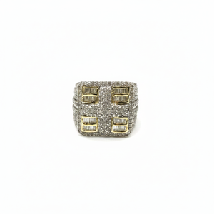 Anillo de oro amarillo de 10K para hombre, Diamante redondo y Baguette exclusivo, estilo Hip Hop - Product Image 2
