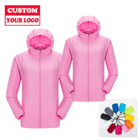 Veste à capuche légère avec poches pour femme, Logo personnalisé, vêtements de sport d'été, grande taille, Protection solaire