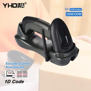 Layar Pemindaian 1D Nirkabel CCD 433 MHz Barcode Reader Memori Besar Bar Code Scanner