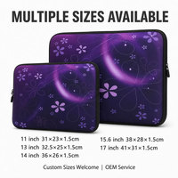 Funda floral para portátil, funda de neopreno a prueba de golpes con cremallera, funda con estampado de flores moradas en degradado para portátil, 5 tamaños