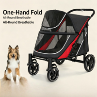 Chariot pliant robuste grande capacité pour animaux de compagnie, en tissu Oxford respirant avec maille, idéal pour le camping et les voyages en extérieur