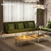 sigarten Ensemble de mobilier de jardin haut de gamme pour villa moderne, résistant à l'eau, avec canapés d'angle en L et foyer extérieur