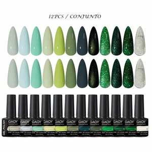 GAOY Gel Polish – Lot de 12 vernis à ongles semi-permanents, collection vert pailleté pour nail art - Product Image 1