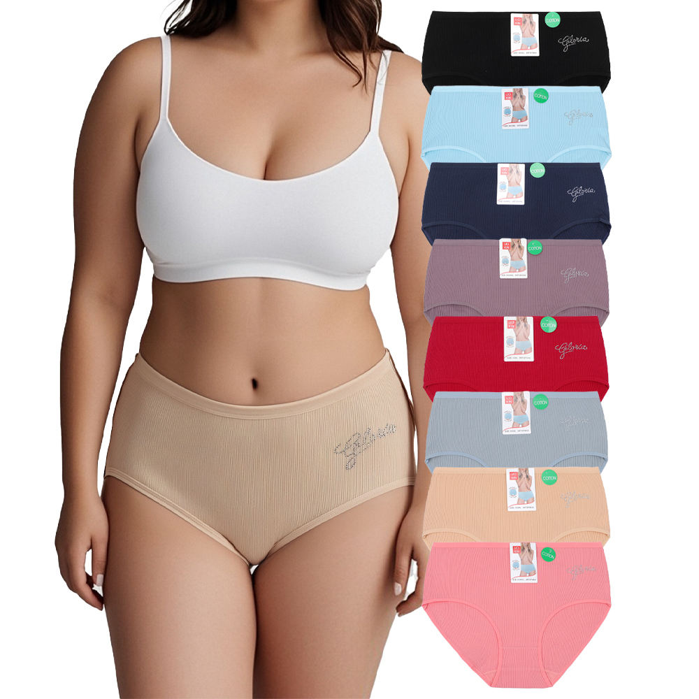 Bulk Pack Comfort Fit Women's Plus Size Briefs 12-Pack Cotton Underwear-Everyday Knitted Style (Low Price)