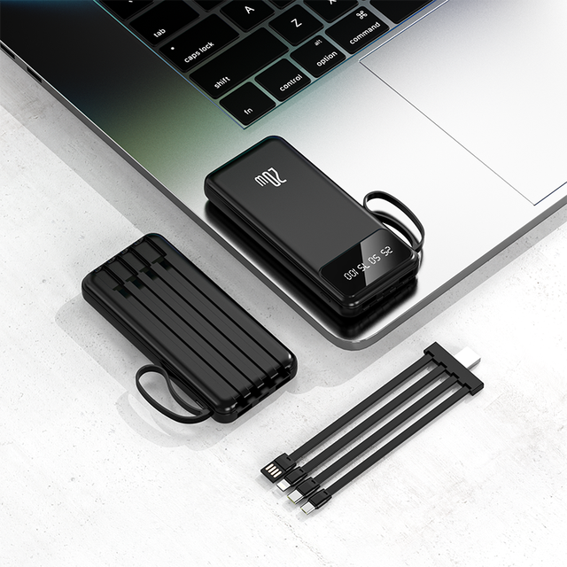 10000mAh High Capacity Portable Power Bank with Built-in 4 Cables QC 3.0 22.5W PD 20W Fast Charging Power Bank Pour Téléphone