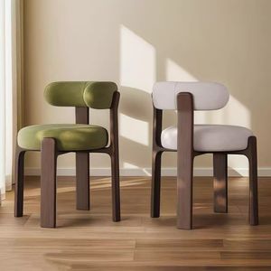 Chaise de salle à manger moderne en bois massif et rembourrée, style nordique, pour adultes - Product Image 1