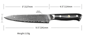 Grandsharp — couteau utilitaire lame tranchante, 5 pouces, en acier, damas japonais, avec manche G10 - Product Image 2