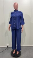 Nouveau modèle Ensemble denim 2 pièces pour femmes Haut en denim à manches évasées et jean à jambe droite pour femmes