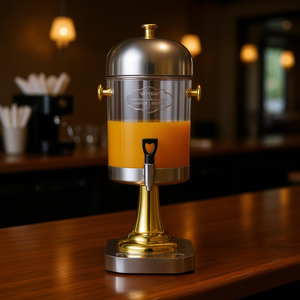 DB Beverage <b>Dispenser</b> 3L Stainless Steel Refrigerated <b>Drink</b> <b>Dispenser</b> Commercial Grade Round Shape Polished Metal Finish - Product Image 2