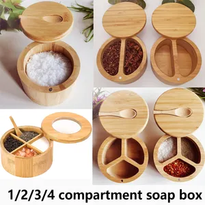 Promoción Caja de sal y pimienta de bambú de madera Contenedor de molino Frascos de especias de Bambú