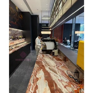 Dalles de marbre rouge naturel Monica <span class=keywords><strong>pour</strong></span> revêtement mural comptoirs vanité hauts piscine entoure escaliers colonnes en gros - Product Image 3