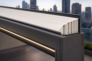 Pergola moderne en aluminium RKOVE RK-E2 3*4 avec toit rétractable motorisé et éclairage LED, gazebo de jardin extérieur - Product Image 4