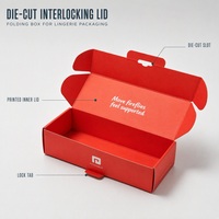 Kotak Lipat Die-Cut Cetak Kustom dengan Tutup Interlocking, Cetak Dua Sisi, Kemasan Lingerie/Pakaian Dalam