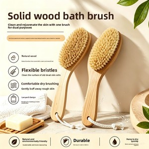 Best-selling Bamboo Pig-Bristle Bath Brush-Exfoliating Dry Body Brush with Long Handle for <strong>Back</strong> <strong>Scrubbing</strong> - Product Image 6