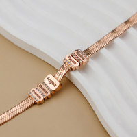 Dropshipping bracelet coulissant avec lettre personnalisée gravée pour homme en acier inoxydable