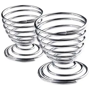 2Pcs Metal Spiral Spring Wire Egg Tray,Egg Cup Storage Holder Stand, Kitchen Tool