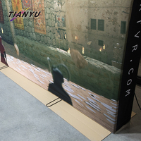 Tension Pop up exposition Portable toile de fond support bannière droite affichage tissu stand arrière événement toile de fond avec projecteurs