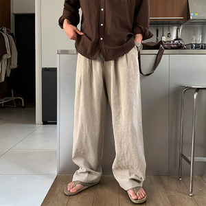 <span class=keywords><strong>Pantaloni</strong></span> Casual da <span class=keywords><strong>Uomo</strong></span> 100% <span class=keywords><strong>Lino</strong></span> Leggeri a Vita Media, Oltre 300 Colori Disponibili, Personalizzabili, Servizio OEM/ODM DDP - Product Image 1