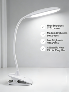 USB Rechargeable Clip Lamp 3 Brightness Levels Dimmable <b>LED</b> Desk <b>Light</b> Flexible Gooseneck Reading <b>Light</b> for Bed Office Study - Product Image 3