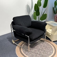 Fauteuil de salon moderne en velours avec structure métallique, coussin moelleux, fauteuil d'appoint individuel
