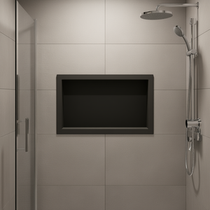 Niche de douche noire mate 16,1x20,1x3,9 cm, étagère de salle de bain encastrée, étanche, en plastique, design minimaliste - Product Image 2