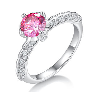 Bijoux Moissanite plaqué <span class=keywords><strong>or</strong></span> blanc 14 carats 1Ct véritable bague <span class=keywords><strong>en</strong></span> argent sterling S925 marché diamant bagues de fiançailles de mariage pour les femmes - Product Image 4