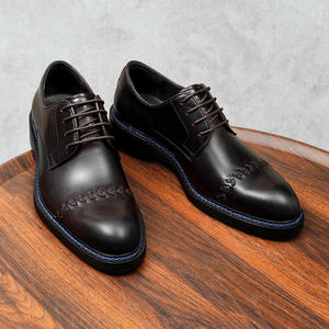 Chaussures habillées en cuir pour hommes avec trois connecteurs en cuir de vache, chaussures Derby, grande taille, chaussures rétro en cuir véritable pour hommes - Product Image 3