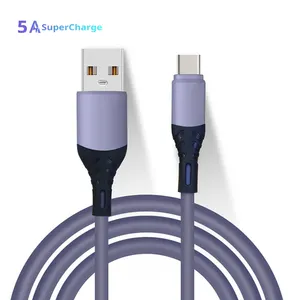 1 M 2 M USB Mikrodatenkabel flüssiges weiches Silikon langlebiges 5A-Schnellladekabel USB Typ C für Samsung Huawei Xiaomi