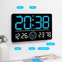 Moderne woonkamer 16 inch multicolor RGB Day Art neon grote formaat bureauklok met afstandsbediening, alarm, LED digitale afdruk wandklok en datum