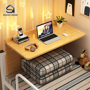 <span class=keywords><strong>Lit</strong></span> superposé pliable gain de place avec bureau informatique intégré, plateau large et rétractable pour rangement, table d'écriture suspendue pour dortoir - Product Image 1