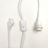 Câble tressé blanc + prise ronde + interrupteur 303 + filetage partiel E14