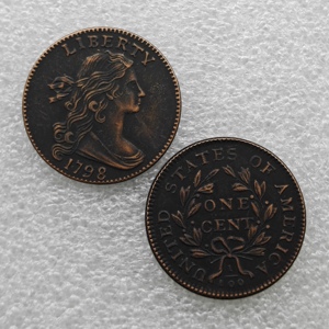 Pièces de monnaie commémoratives de style antique des États-Unis de 1796 à 1807, 1 cent « Buste drapé », cadeaux, décoration de la maison - Product Image 2