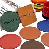 Sous-verres ronds en cuir PU écologique de 10 cm de diamètre, personnalisables, impression directe usine, pour tasses à café et dessus de table