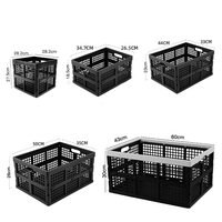 Caissons de rangement pliables en plastique de 65 L avec cadre empilable et poignée intégrée