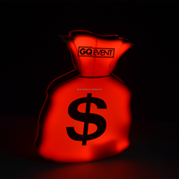 Enseigne néon LED personnalisée en acrylique, alimentée par batterie au lithium, en forme de sacs de dollars, portable, pour décoration de fêtes et de boîtes de nuit, Marque Gemei, MOQ