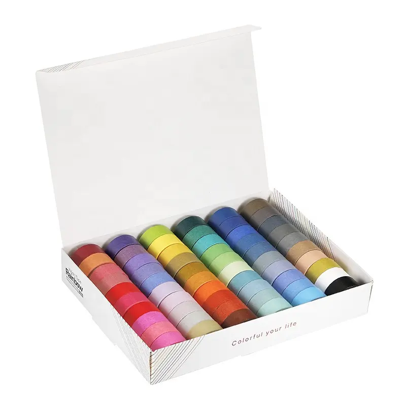 60สีรุ้งสีบริสุทธิ์ Washi เทปสำหรับสาวนักเรียนของขวัญบรรจุกล่องโน๊ตบุ๊คกระดาษ Diy ตกแต่งกราฟฟิตีเทปกล่อง