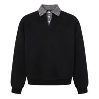 Sweat-shirts d'hiver épais 420g pour hommes, style urbain, effet deux-pièces, coupe décontractée, anti-plis, col à revers à carreaux, hauts décontractés