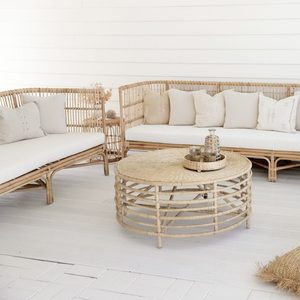 Table basse en rotin tissée à la main vintage 2024 Table d'appoint en rotin pour le thé décoration de salon mobilier d'intérieur en osier - Product Image 2