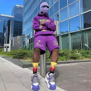 Conjunto Deportivo de Dos Piezas para Hombre, Estilo Urbano, Transpirable, Estampado, de Invierno, con Sudadera con Capucha y Pantalones Cortos de Forro Polar - Product Image 3