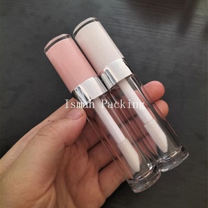 ISMAN Tube de brillant à lèvres rond 5ml avec applicateur grand format, capuchon transparent rose et blanc, anneau argenté, flacon vide pour gloss, <span class=keywords><strong>prix</strong></span> usine - Product Image 4