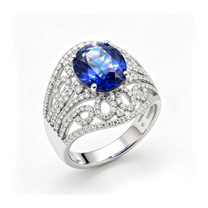 Bague personnalisée en or massif S925/10K/14K/18K avec zircon ovale, qualité IGI certifiée VVS-VS, taille brillant, sertissage à griffes, 10x8mm - Product Image 1