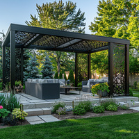 Pavillon de jardin en aluminium avec toit à lamelles motorisé, structure extérieure imperméable