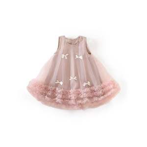 Vestido de Verano para Niñas, Sin Mangas, con Lazo, Malla, Poliéster, Informal, Formal, para Fiesta, Estampado, Dulce y Bonito - Product Image 2