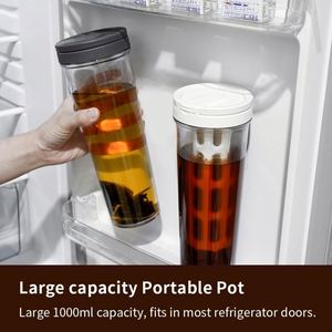 Summer Reusable Transparent Portable Outdoor 1000ml Refrigerator Fruit Flower Rose Tea Cold Brew <b>Coffee</b> <b>Bottle</b> With Strainer - Product Image 5