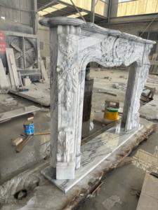 إطار مدفأة رخامية بيضاء ممتاز أرابيسكاتو ، تصميم رائع للديكورات الداخلية الفاخرة - Product Image 3