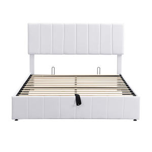 Cama de plataforma tapizada blanca tamaño Queen DB con sistema de almacenamiento hidráulico para dormitorio o apartamento (OLD SKU LP000211AAK) - Product Image 4