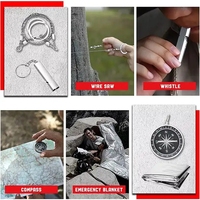 Kit de survie multi-outils d'extérieur 17 en 1, accessoires de camping, équipement de survie