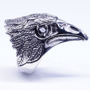 Volledige Veren Gevulde Eagle Hoofd Engagement Ringen Voor Mannen - Product Image 4